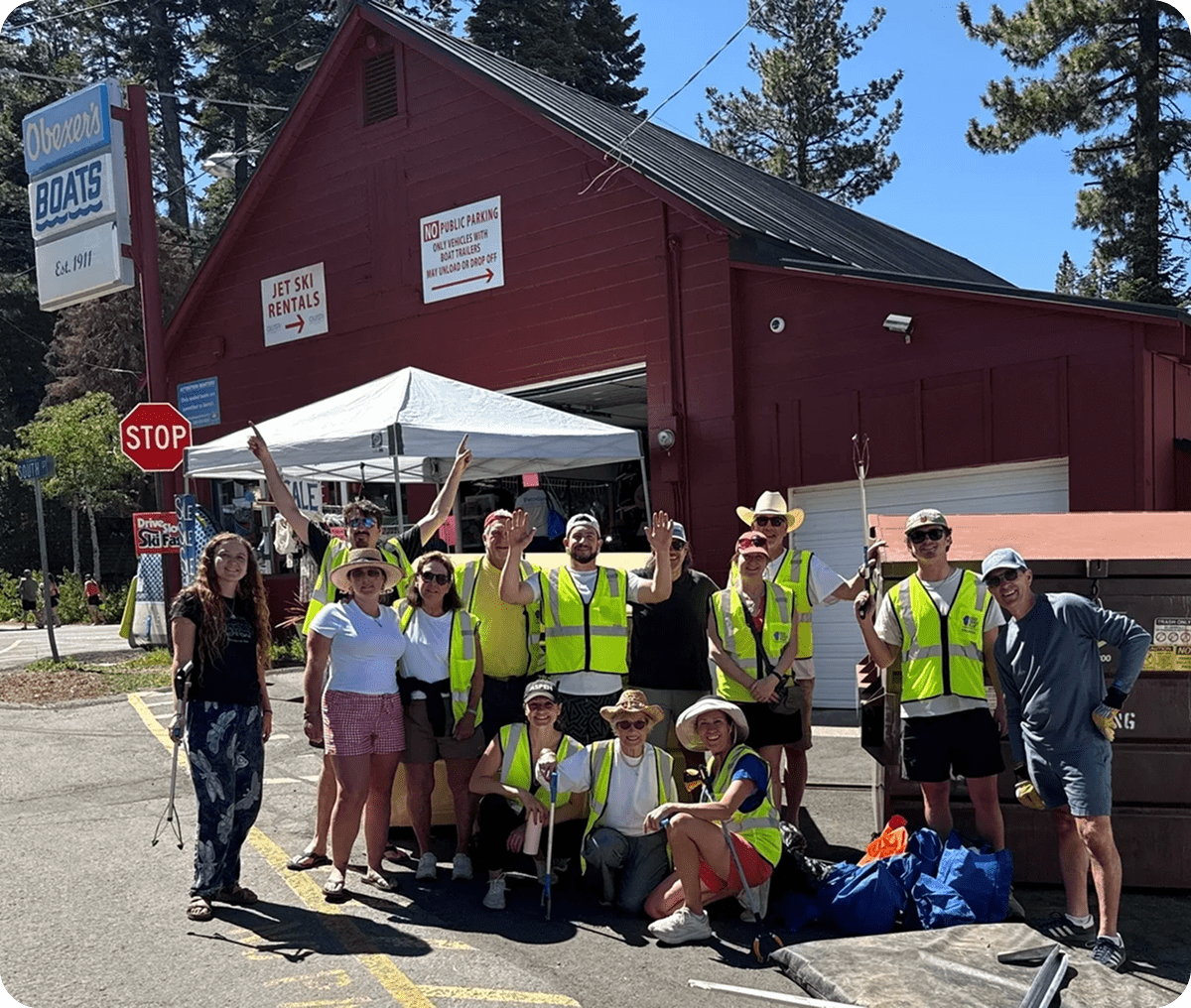 Group of volunteers in safety vests